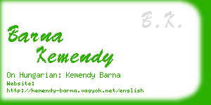 barna kemendy business card